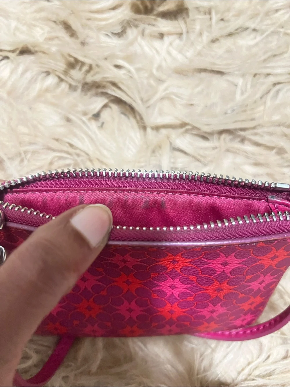 Coach Waverly Pink and Red Signature Wristlet